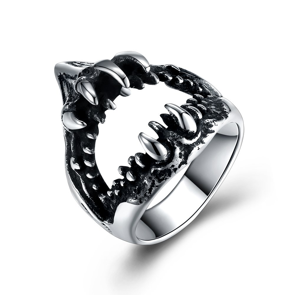 Shark Mouth Design Stainless Steel Rings for Men Boys Jewelry Chic Punk Fish