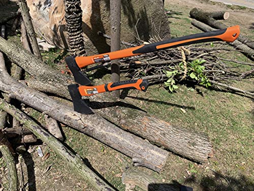 Edward Tools Harden Camping Axe 15” With Sheath - Forged Carbon Steel Head With Fiberglass Handle - Survival/Wood Splitting Hatchet For Hunting, Backpacking, Chopping Wood #TOP2