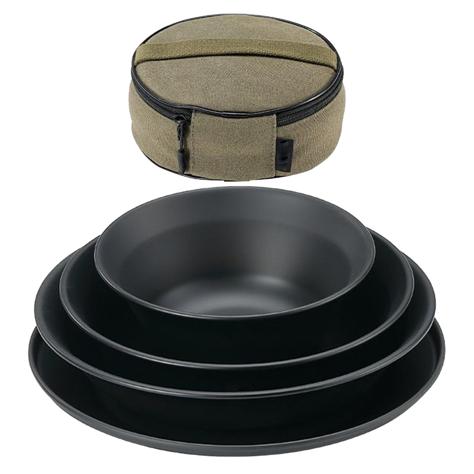 Geschirr-Set Für Camping Camping Edelstahl Geschirr Set | Stapelbares Outdoor Besteck Mit Canvas Aufbewahrungstasche Für Picknick Wanderung Familien Und Paare