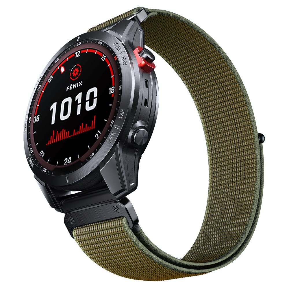 ANBEST 22mm Nylon Armband für Garmin Fenix 7/Fenix 6 Pro/Fenix 5 Armband, Schleife Klettband für Fenix 7 Pro/Fenix 6/Epix 2/Forerunner 945/955/965/935 Ultraleichtes Ersatzarmband
