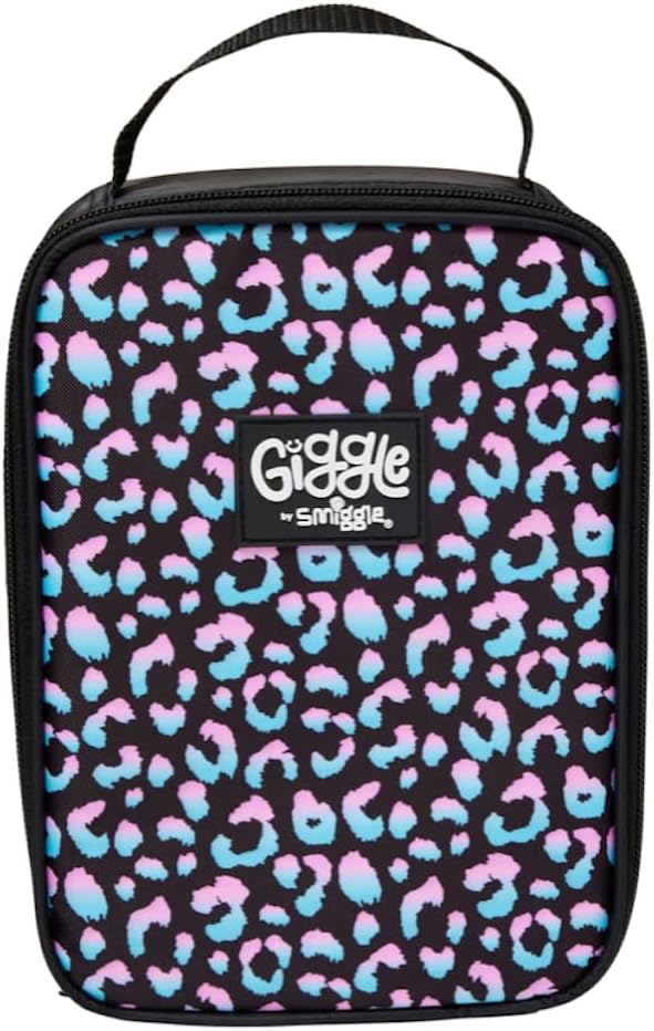 SmiggleLunchbox 'Giggle' Single Compartment Insulated (Black/Pink Leopard Print)