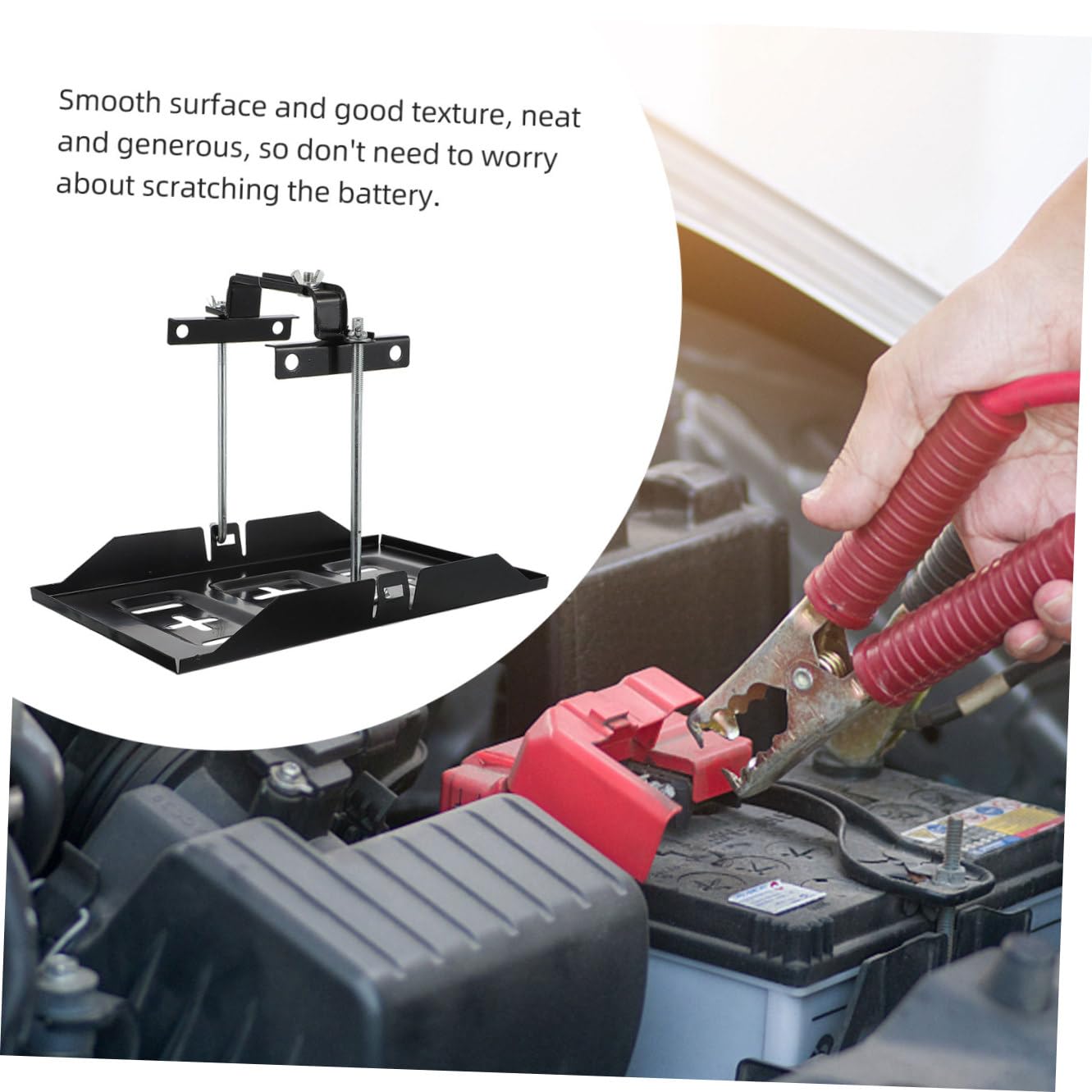 Noir Support de Batterie de Voiture 1 Set en Fer