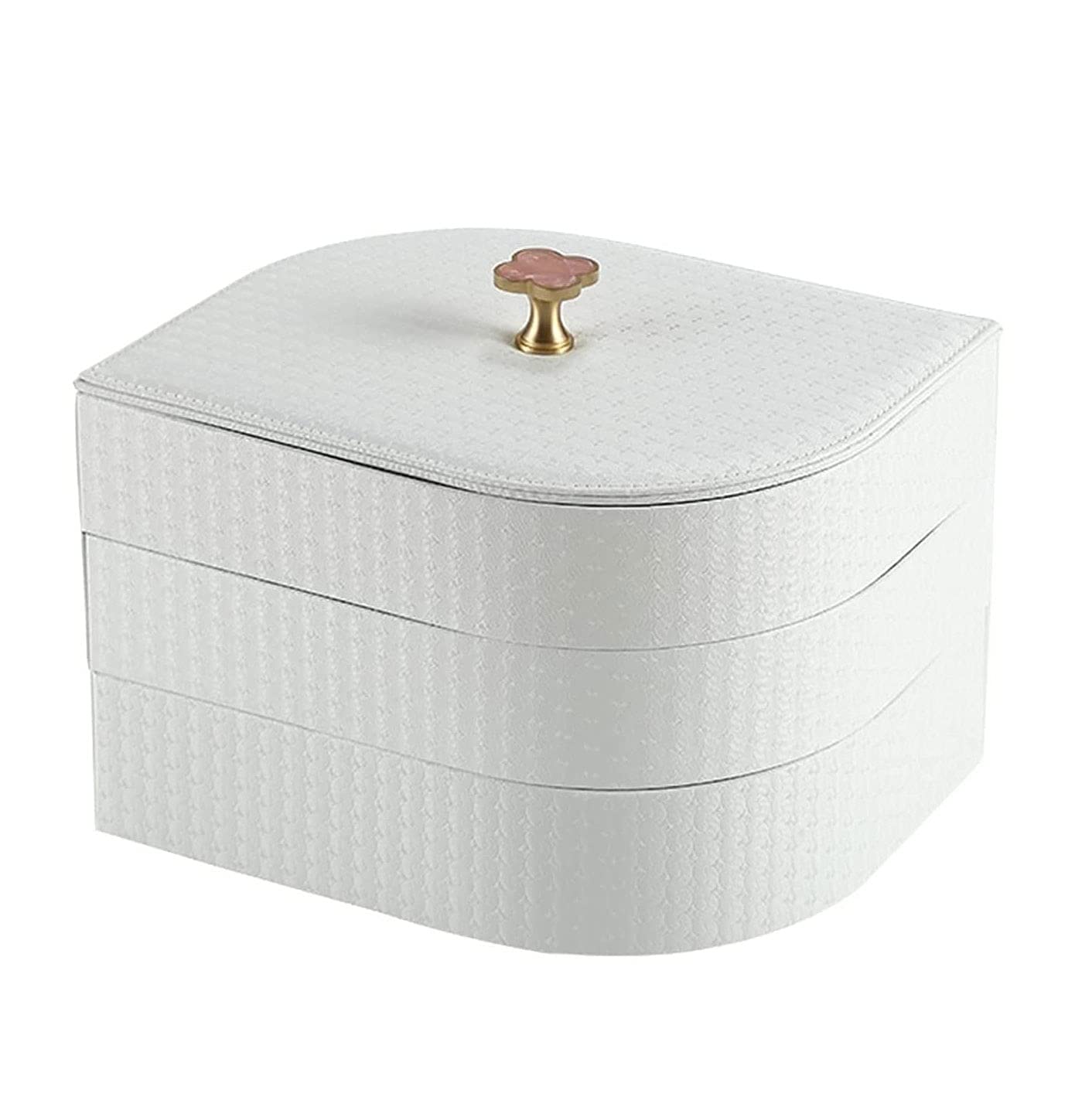 Jewelry Organizer Small Jewelry Storage Box Earring Holder for Women 3-Layer Travel Jewelry Tray Case with Lid for