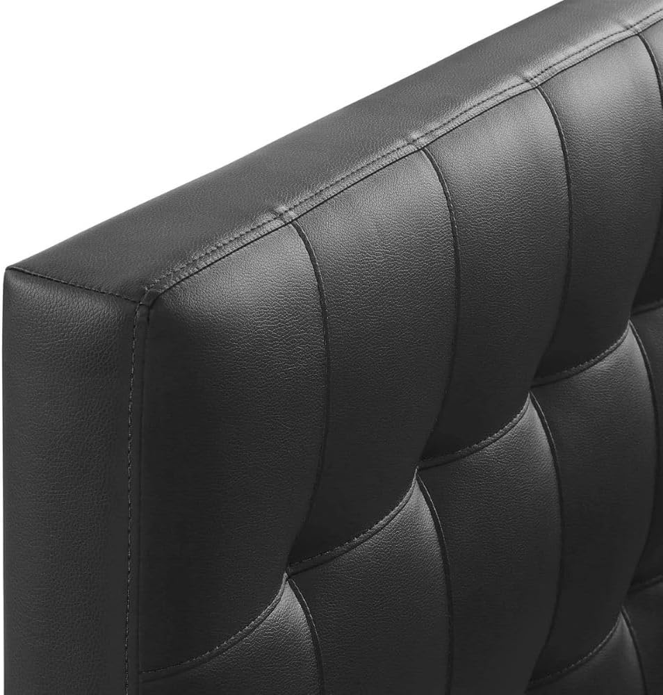 Black Faux Leather Twin Headboard Upholstered Button Tufted Adjustable Padded Panel Modern Bedroom Décor Sturdy Wood Frame Comfortable Backrest Elegant Bed Accent