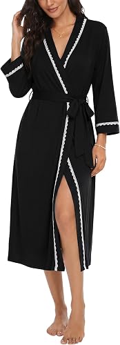 Ocextami Robe Longue Fluide et Peignoir Kimono en Dentelle