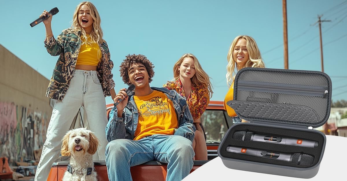 Comecase Wireless Microphone Case Compatible with JBL Wireless Two Microphone/for JBL Partybox, Handheld Dual Mic Travel Storage Bag for Receiver, Batteries and Other Accessories - Grey (Box Only) - Image 8