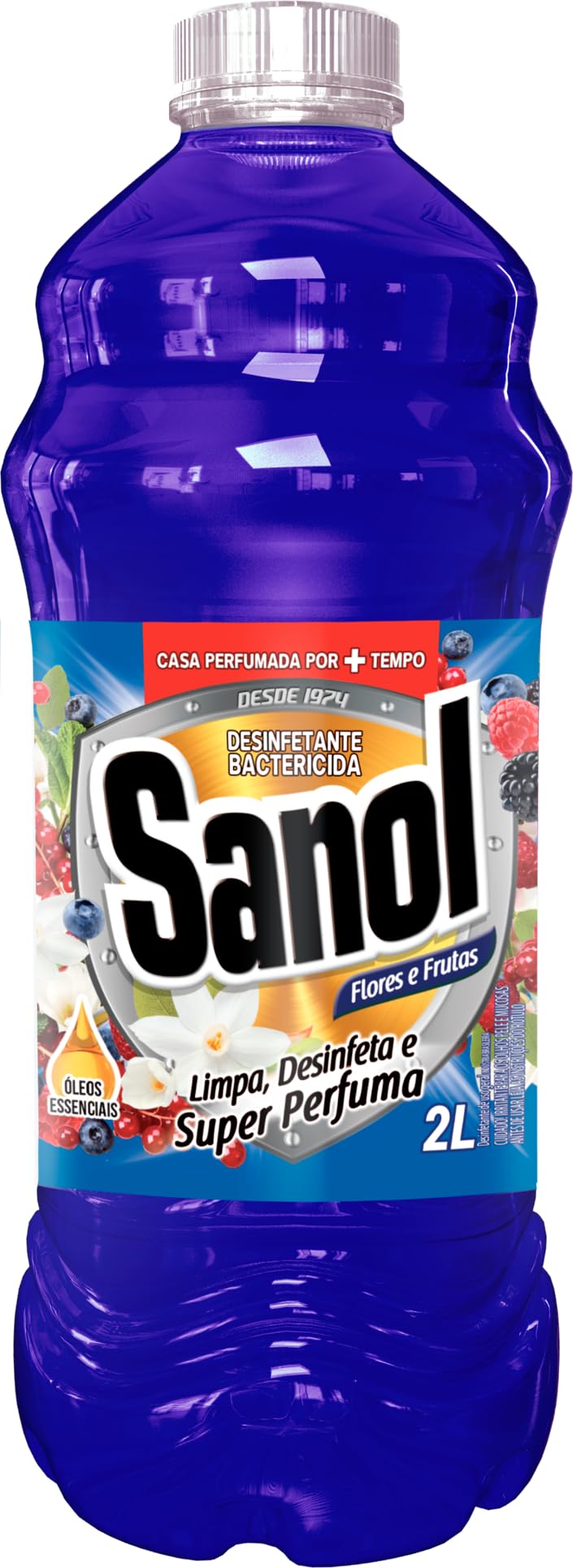 Desinfetante Líquido para uso Geral, Flores e Frutas, Sanol, 2 Litros, Azul