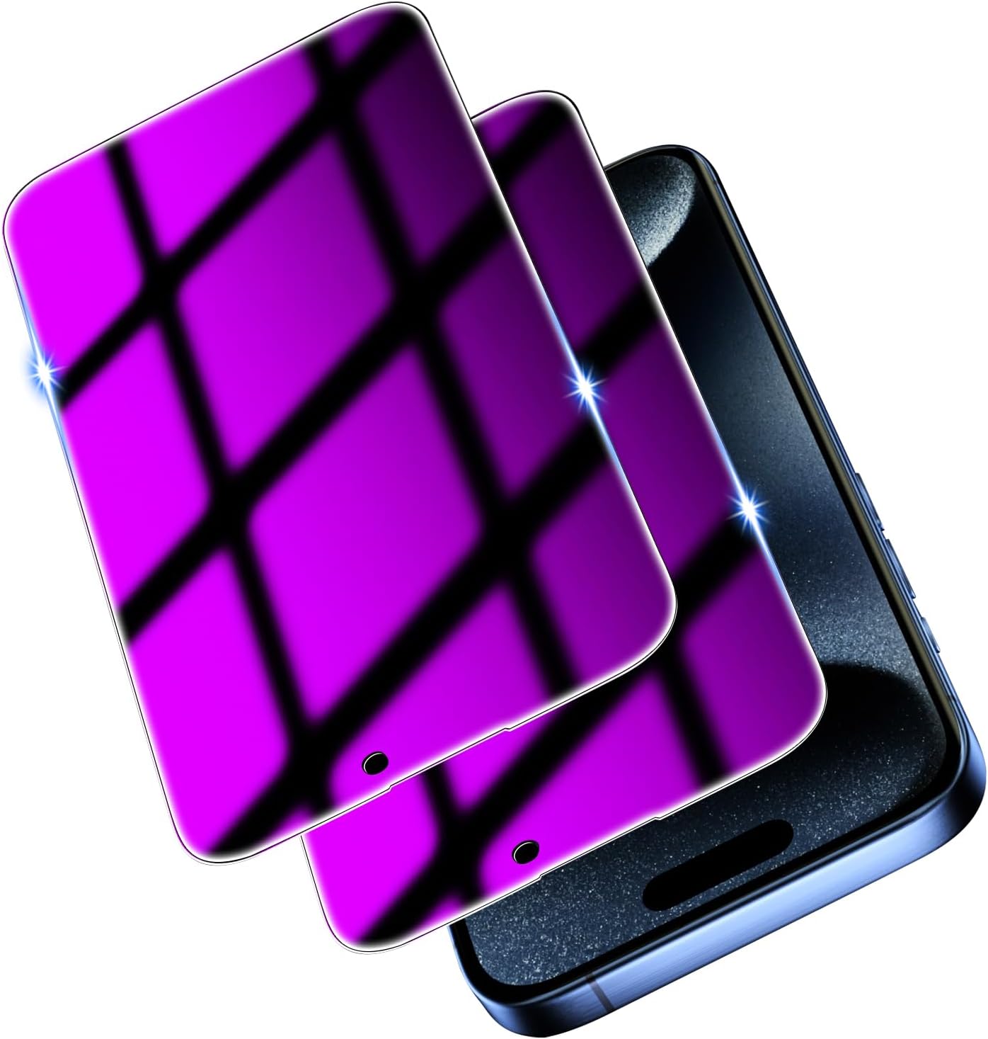 2 Pack Gradient Colorful Privacy Screen Protector for iPhone 15 Pro