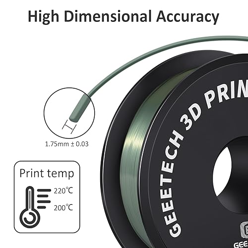 Miniatura 10 de Geeetech Filamento PLA transparente de 0.069 pulgadas, excelente transparencia, filamento de impresora 3D de 2.2 libras, precisión dimensional +-