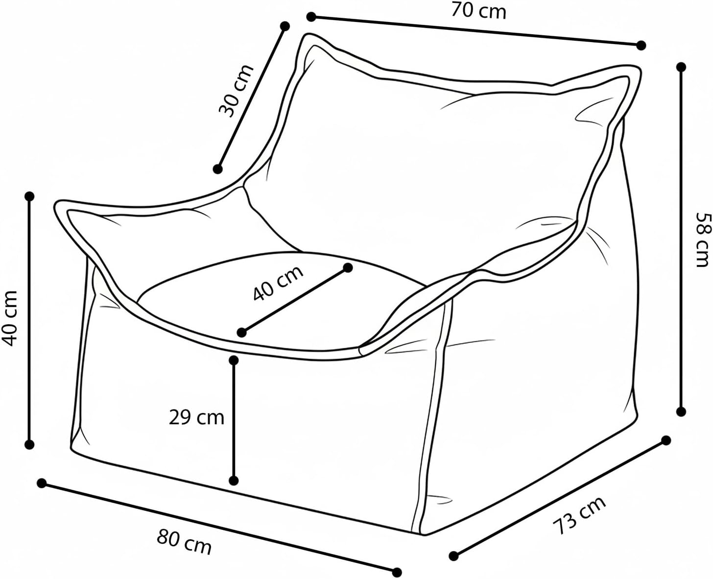 MISIOO Fotel dziecięcy Roya Szenila fotel dziecięcy do pokoju dziecięcego miękki worek do siedzenia fotel podłogowy sofa Bean Bag Senila premium 80 x 73 x 58 cm