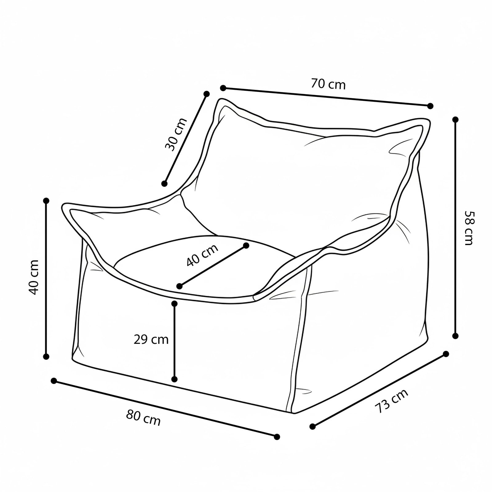 MISIOO Fauteuil Roya Cord - Fauteuil pour chambre d'enfant - Pouf souple pour enfant - Fauteuil de sol - En velours côtelé de qualité supérieure Oeko-Tex - 80 x 73 x 58 cm