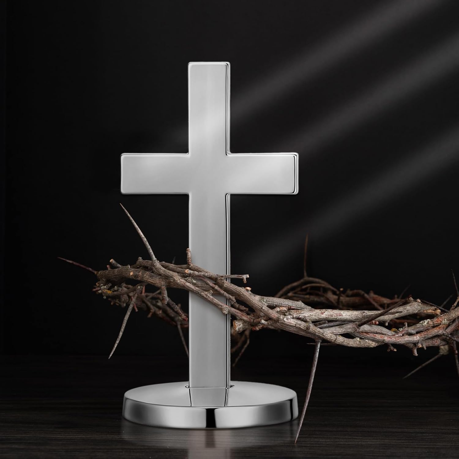 12 Pcs Metal Mini Cross with Stand First Communion Gift,Silver