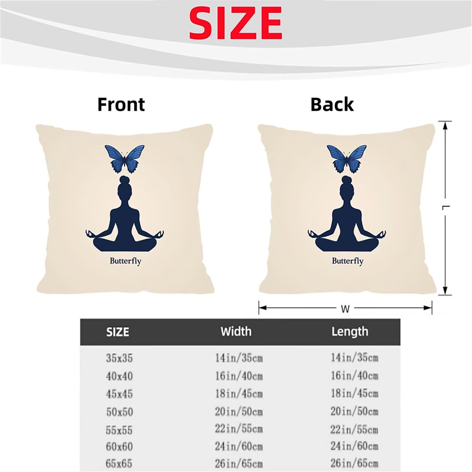 Kissenbezug 65 x 65 Outdoor Kissenbezug 65 x 65cm Doppelseitiger Druck Frau Deko Sofakissen Bezug Schmetterling Kopfkissen Bezug für Frühling Sofa Bett Deko, Geschenke für Frauen (Samt) BZ-17835