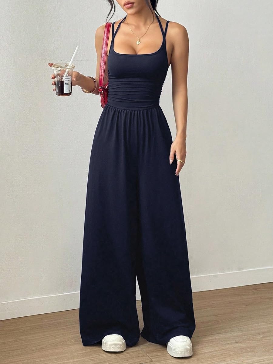 Salopette Donna Estate Tuta Jumpsuit Donna Elegante Senza Manica Vestibilità Ampia Monopezzi Tutine Estiva Donna Senza maniche Tute Spalline sottili Larghe Tutine