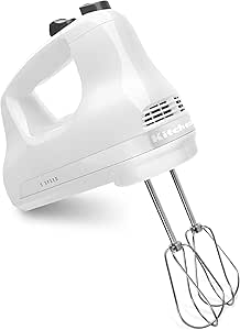 KitchenAid KHM512WH 5-Speed Ultra Power Hand Mixer, White, 8x7x5
