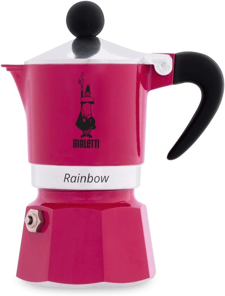 Rainbow Caffettiera Colorata, Alluminio, Fucsia, 3 Tazze