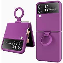 for Samsung Galaxy Z Flip 4 Case, Dual Layer Hybrid Hard PC Soft Silicone Slim Rubber Case, Purple