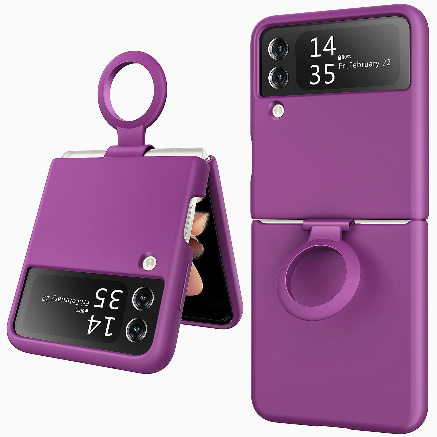 Meifei for Samsung Galaxy Z Flip 4 Case, Galaxy Z Flip 4 Liquid Silicone Case Dual Layer Hybrid Hard PC Soft Silicone Slim Fit Shockproof Protective Phone Case for Women Men, Purple