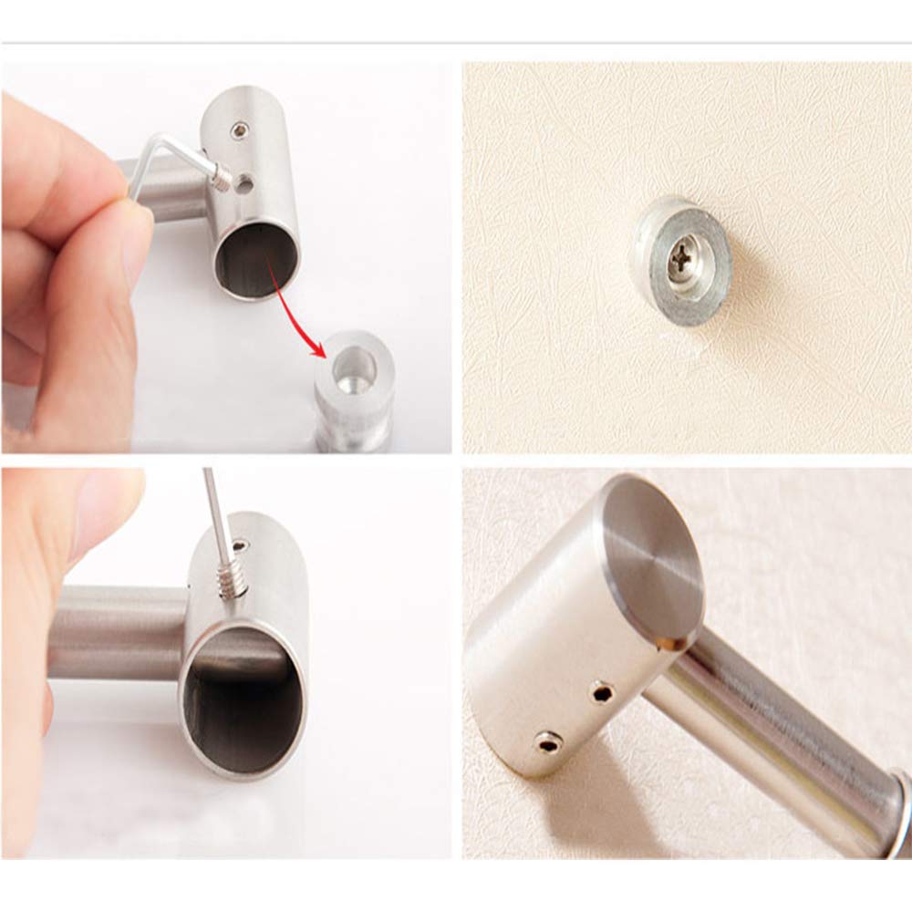 NACTECH Porta Utensili da Cucina Bagno in Acciaio Inox Barra Porta Mestoli, Padelle, Tazze, Ombrelli, con 7 Gancio Mobili Binario da Parete