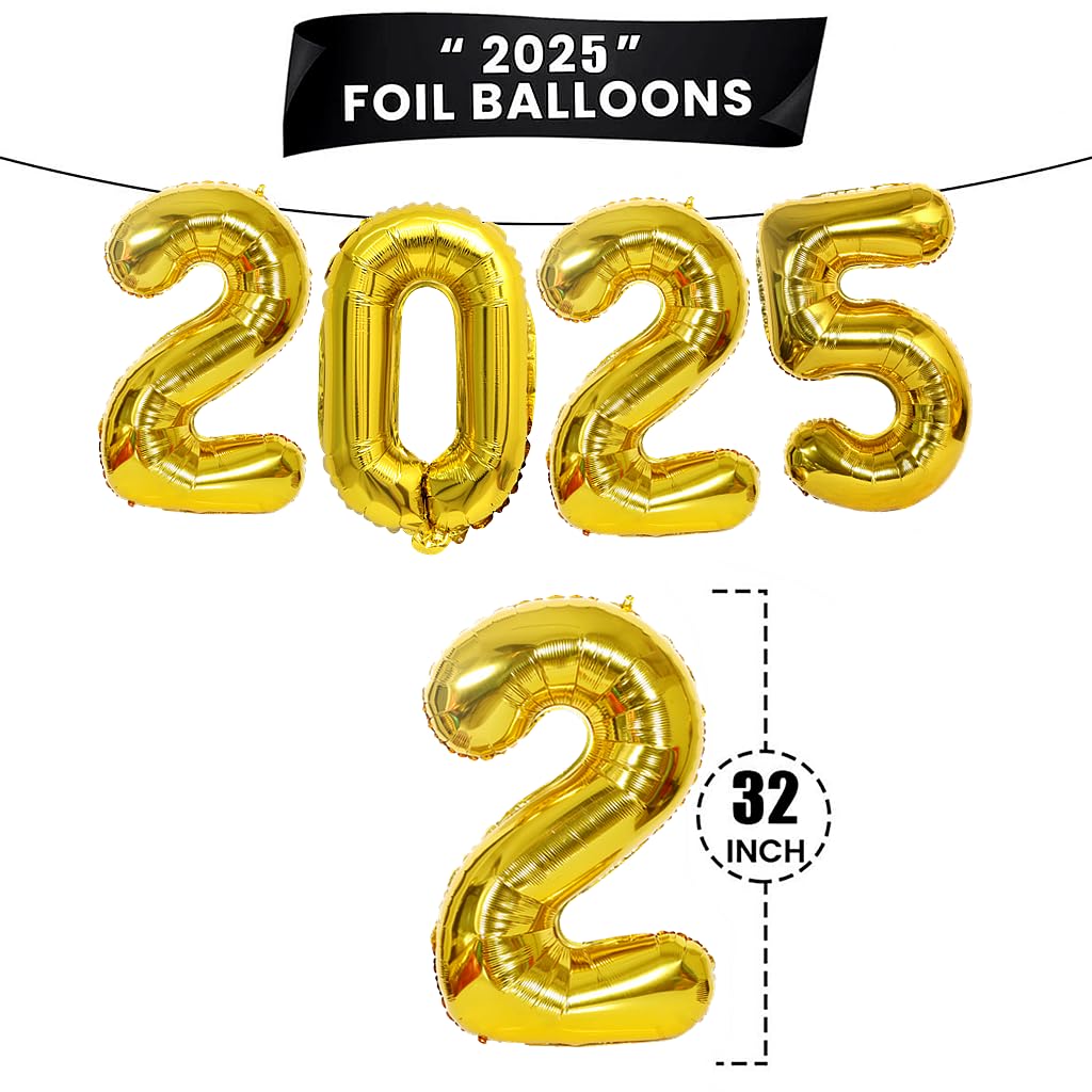 Goldene Luftballons 2025 4er Set | 101cm, Aluminiumfolie - Für Partys & Feiern