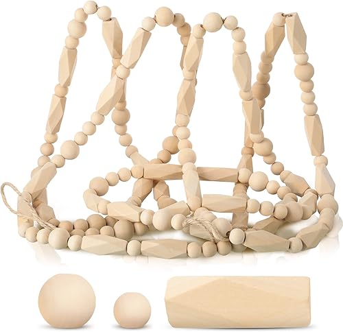 Guirnalda de cuentas de madera de Navidad de 142 pulgadas, guirnalda de cuentas rústica, guirnalda decorativa bohemia para árbol de Navidad,