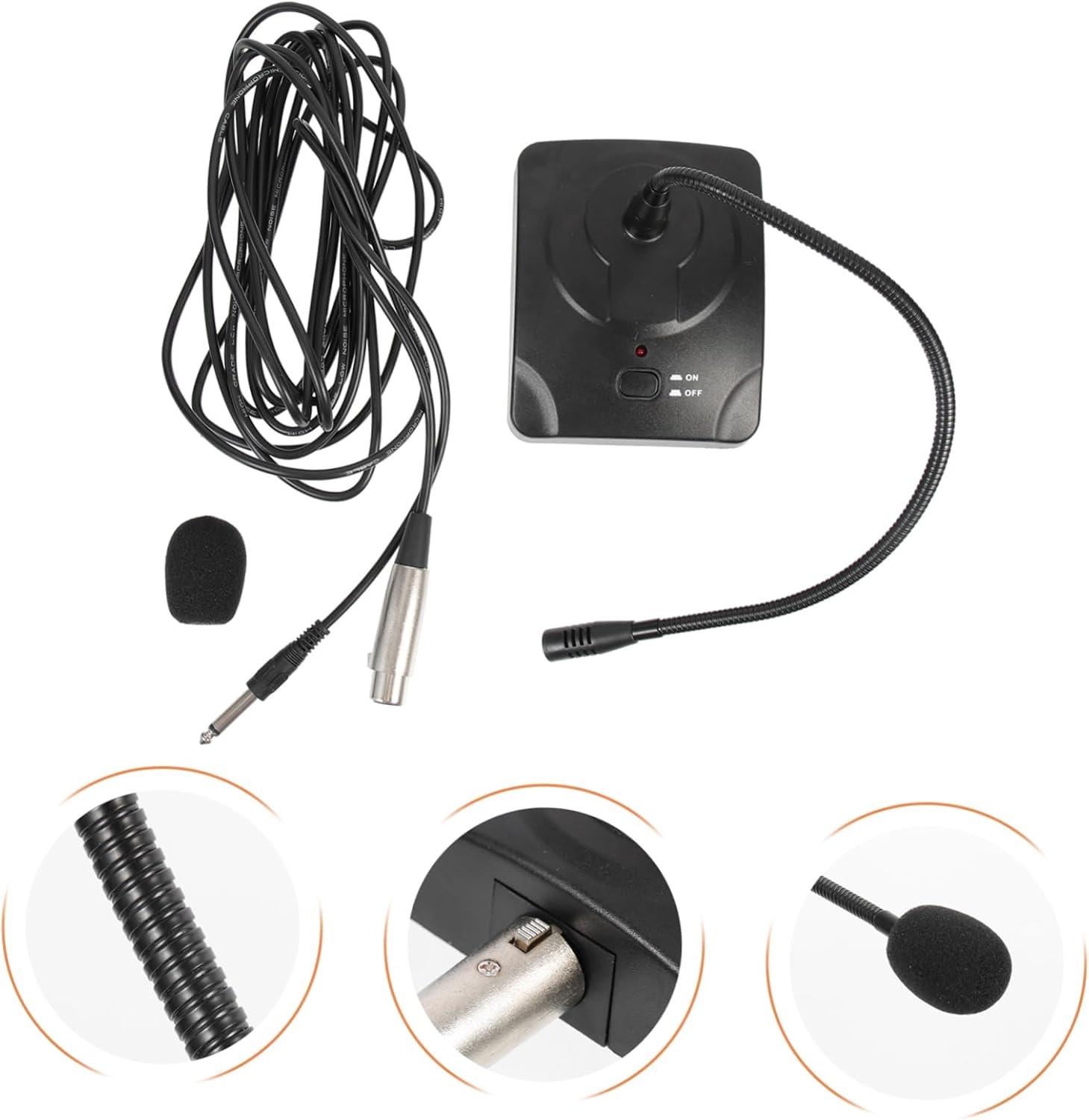 Multi-Functional Pc Microphone High Sensitivity Gooseneck Mic Conference Chat Mic for Computer Cable