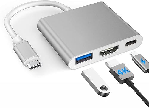 Adaptador multipuerto USB C a HDMI con puerto USB 3.0 y PD de 100 W de carga rápida - Thunderbolt 3 4K Convertidor AV digital tipo C Hub para Mac