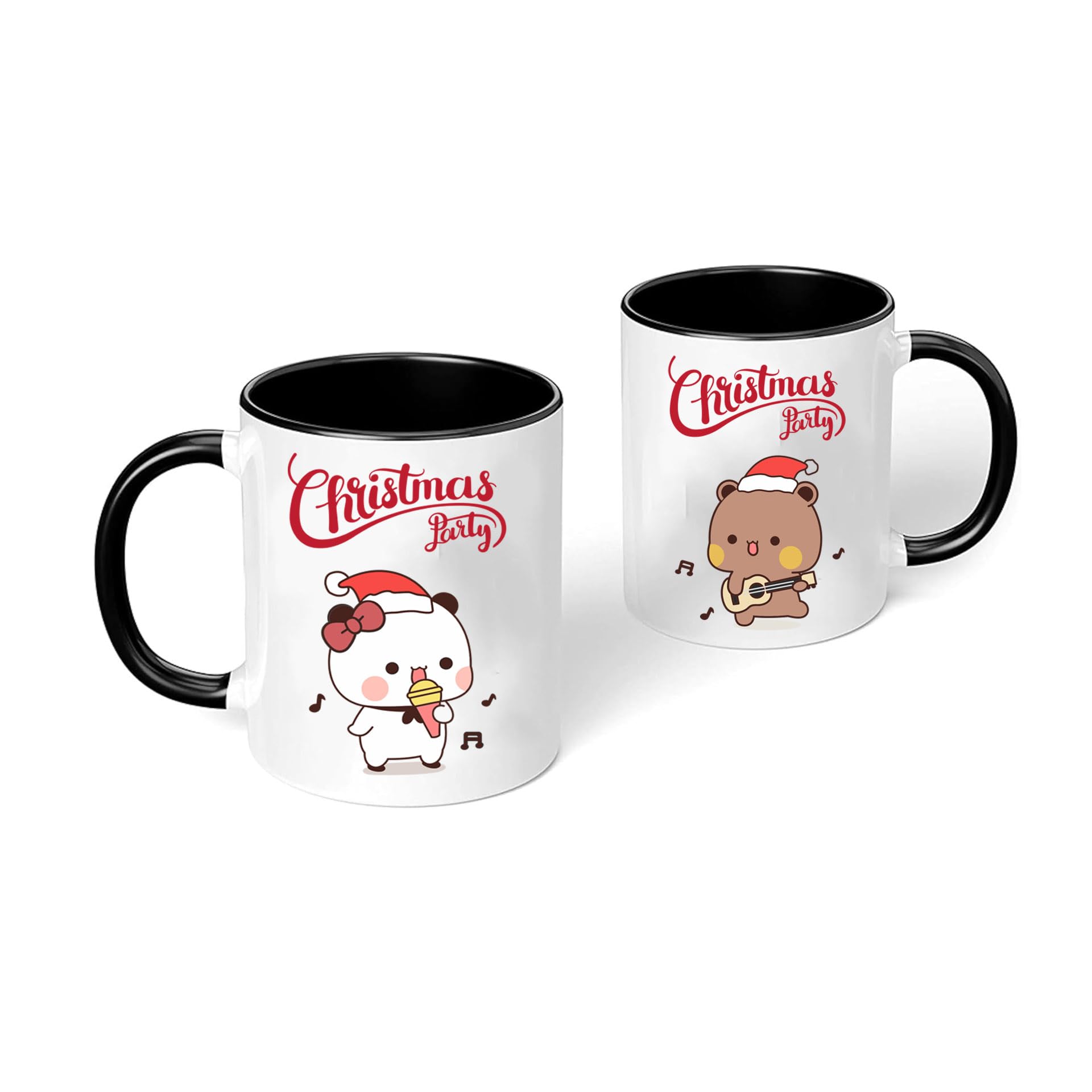 Bubu and Dudu Mug, Christmas Party Love Couple Mug, white Ceramic 11oz 325ml Cup, Christmas Coffee Mug, Love Gift for Couples etc. 2/unit pack