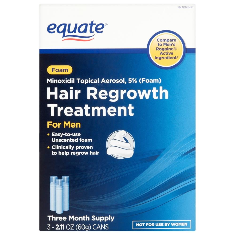 Equate - Hair Regrowth Treatment for Men Minoxidil 5 Topical Aerosol Foam 3 Month Supply