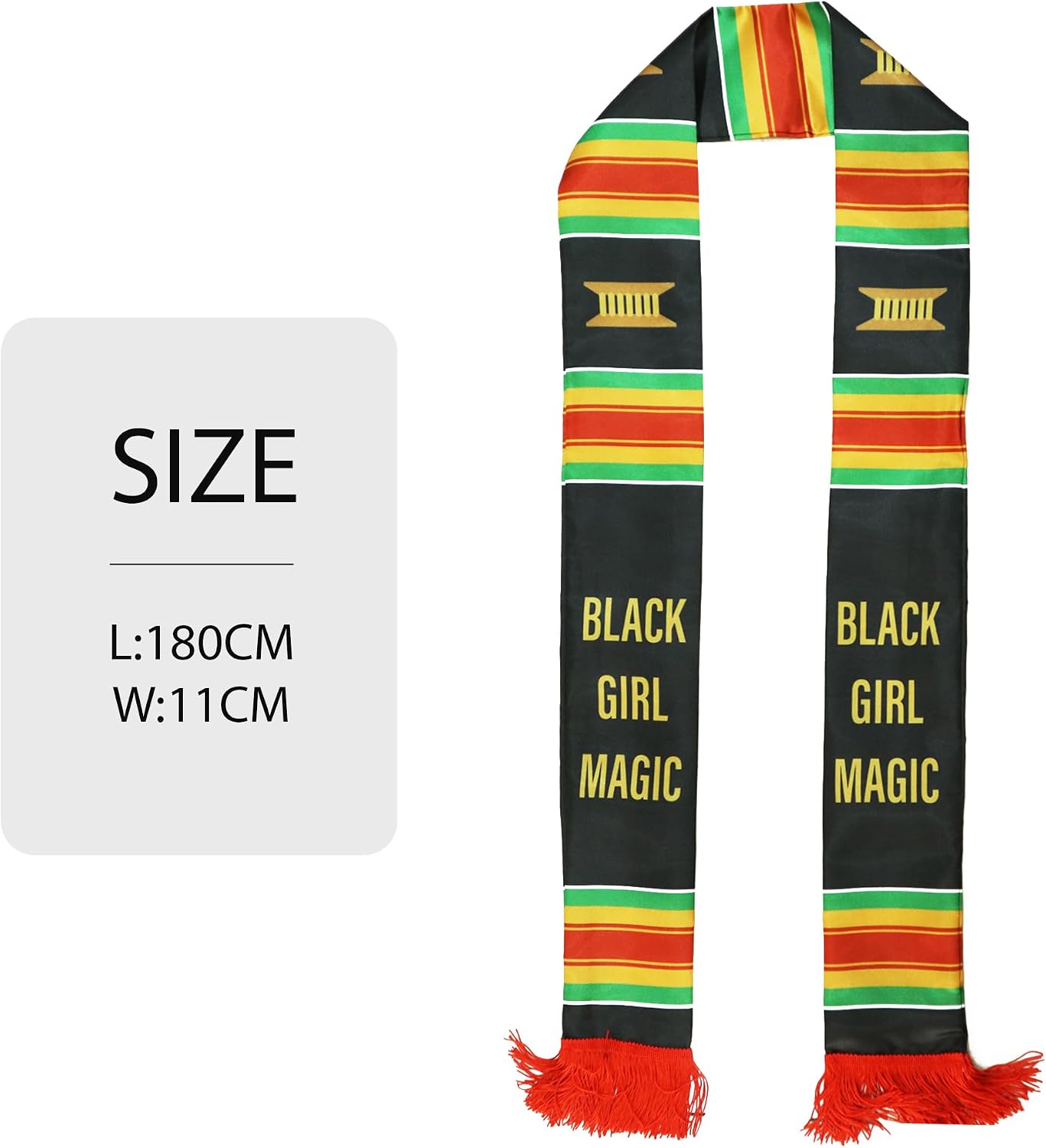 Black Girl Magic Grads Scarf African American Graduation Stole Scarf with Red Tassels