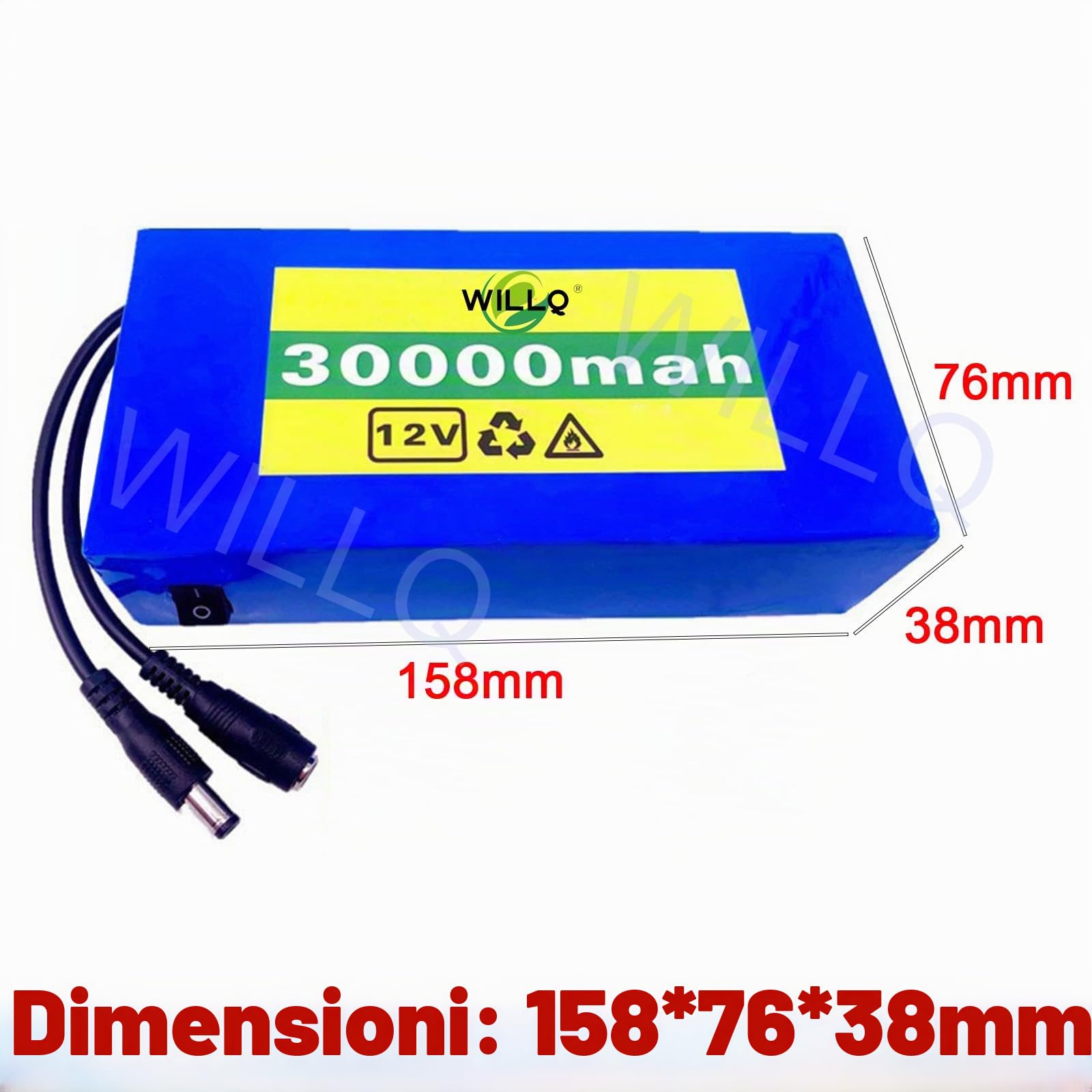 Batteria agli ioni Litio DC 12V 30Ah Batteria Ricaricabile 12V 30000mAh Batteria ai polimeri Litio Portatile 12 Volt con Caricabatterie per apparecchiature Alimentazione 12V