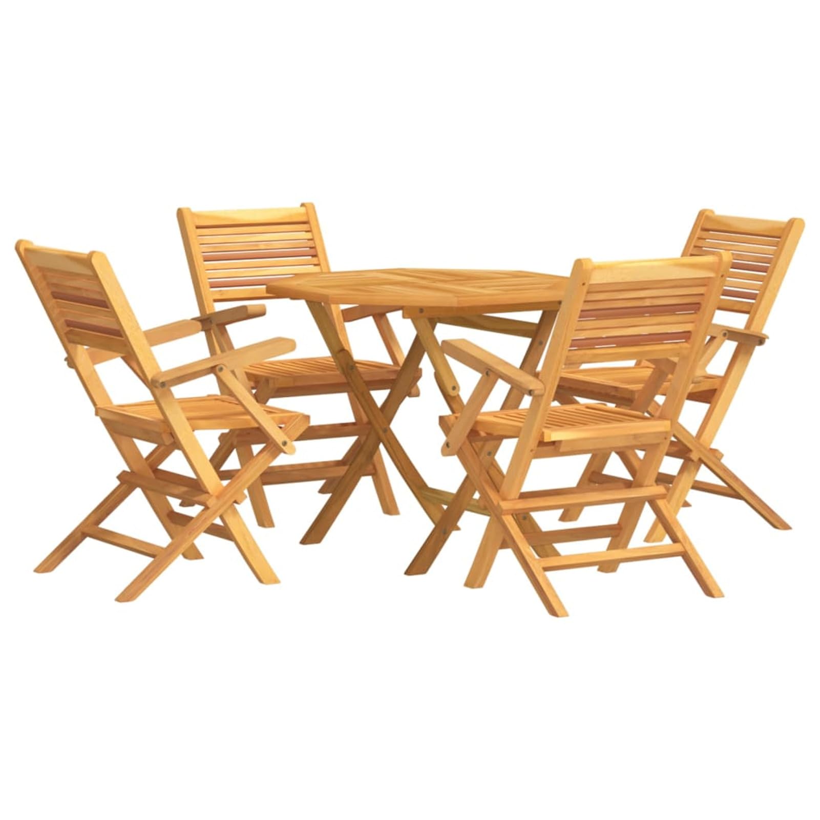 Gecheer Muebles de Comedor de jardín,Comedor de Jardin Exterior,Comedor de Jardin,Juego de Comedor para jardín 5 Piezas Madera Maciza de Teca 8##