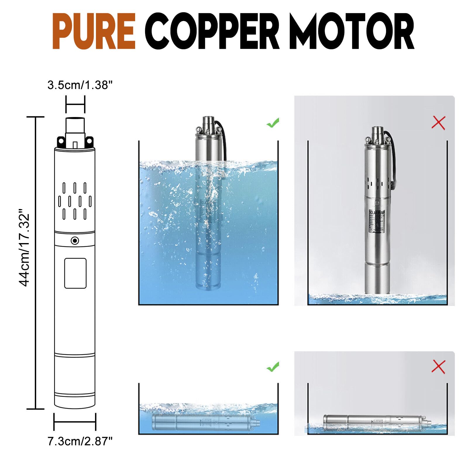 Topteng 3" 72V 1.2KW Deep Well Solar Submersible Bore Hole Water Pump, 180M Head, 2000L/H Flow, Brushless DC Motor, MPPT Controller, Stainless Steel Body, Apto para Solar Panels 6X 200-300W