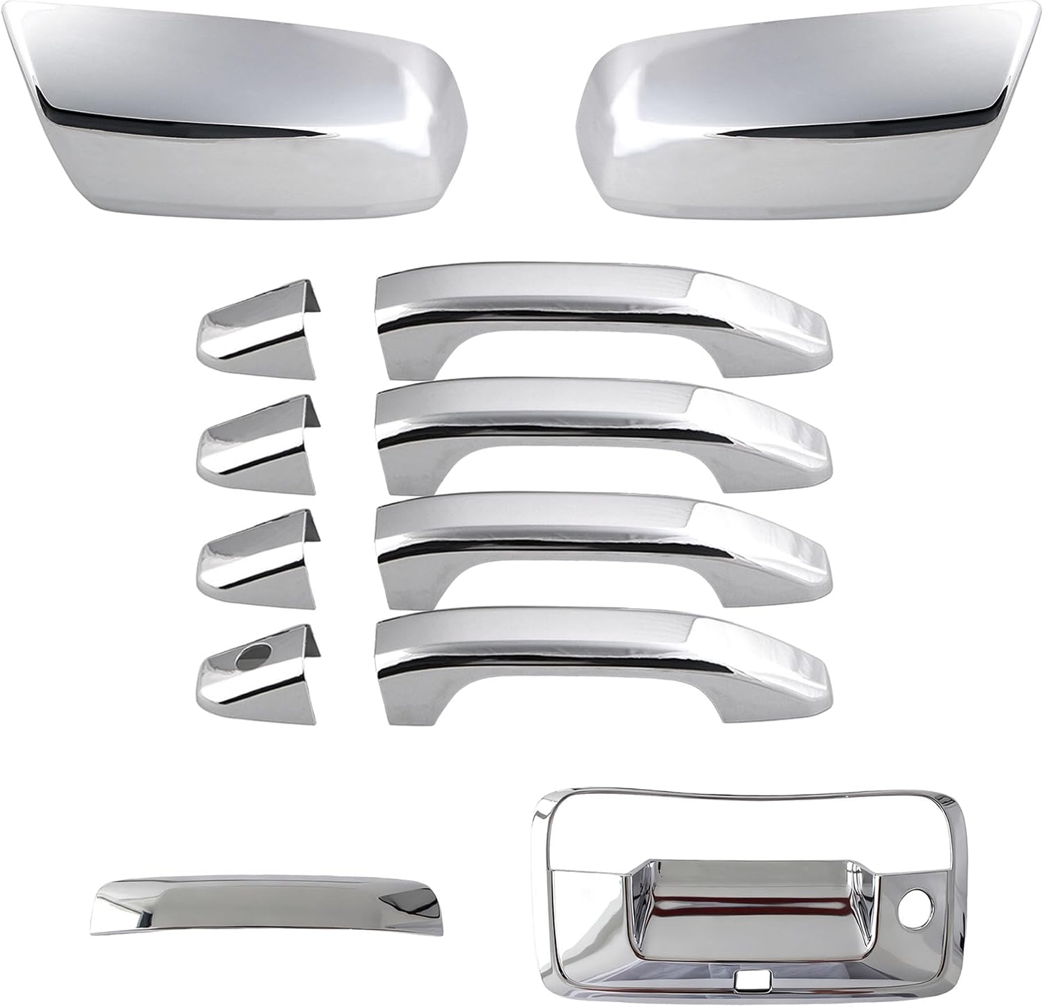 Chrome Top Half Mirror Cover Caps (Not for Towing Mirrors)+Door Handle Cover Caps+Tailgate Handle Cover Caps (with Keyhole and Camera Hole) Fit for 2014-2018 Chevy Silverado GMC Sierra 1500 2500 3500
