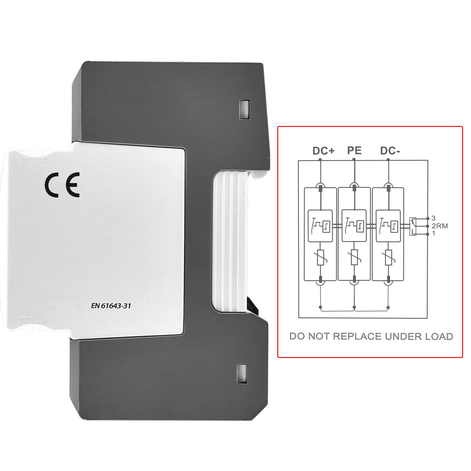 Heschen DC-Überspannungsschutzgerät für PV, WR-T1T2-DC, 3P 1000 VDC, In 20 KA, Iimp 7 KA, T1+T2-Typ, feuerfest, 35-mm-DIN-Schienenmontage