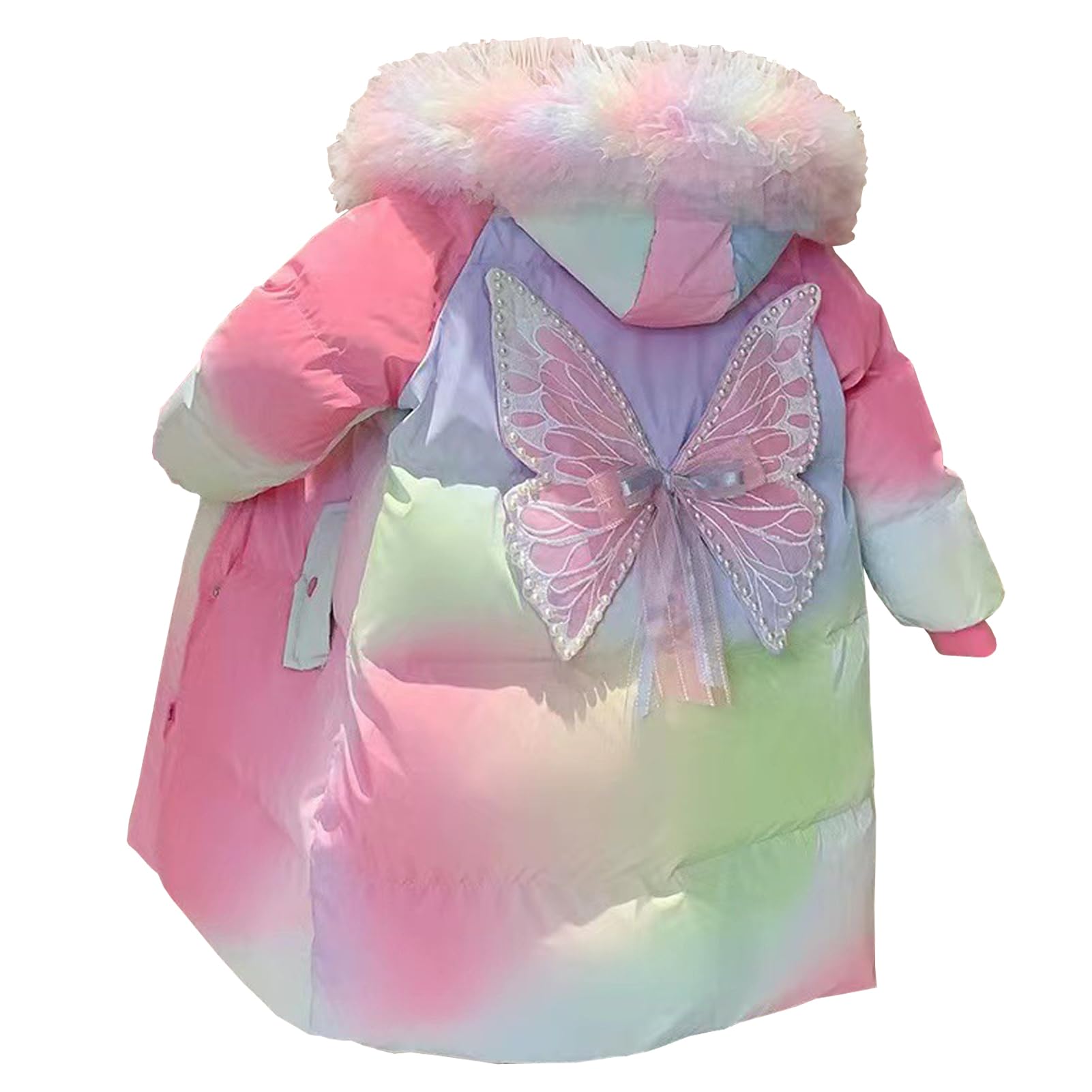 Giacca Trapuntata Bambina Piumino con Cappuccio di Media Lunghezza Cappotto Ragazza di Cotone Spessa per Inverno