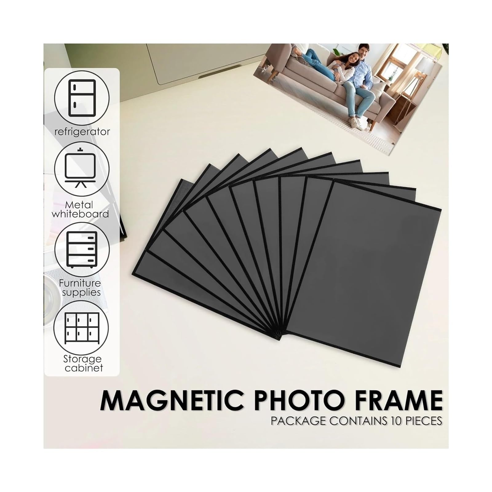 Magnetyczna ramka na zdjęcia, Magnetyczne ramki do zdjęć, czarne, 20 szt(5x7 inch 10pcs)