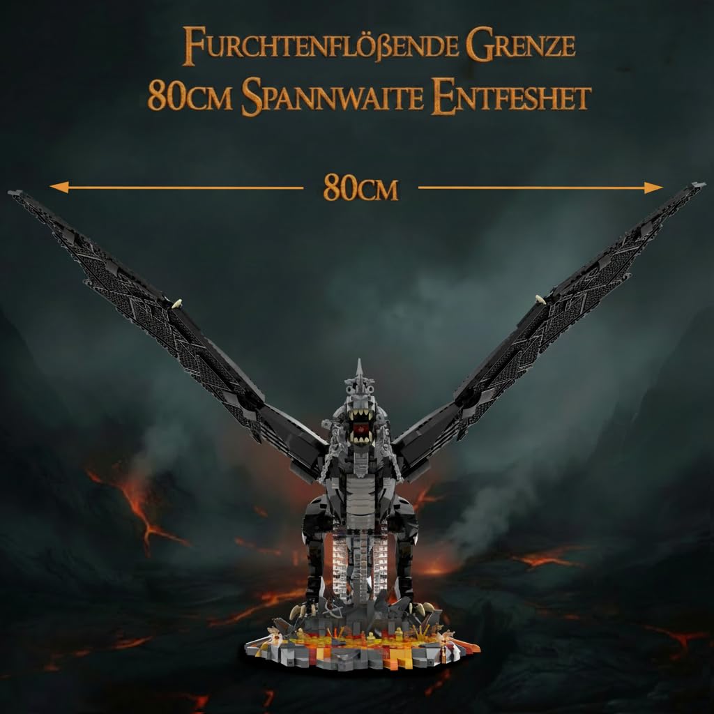 Klemmbausteine Ringe Dragon Set, 80 cm Lang, 2199 Teile | Lord Magic Rings Große Drachen Modell, Für Erwachsene, Film Fans & Sammler, Kompatibel mit Youmko YM011