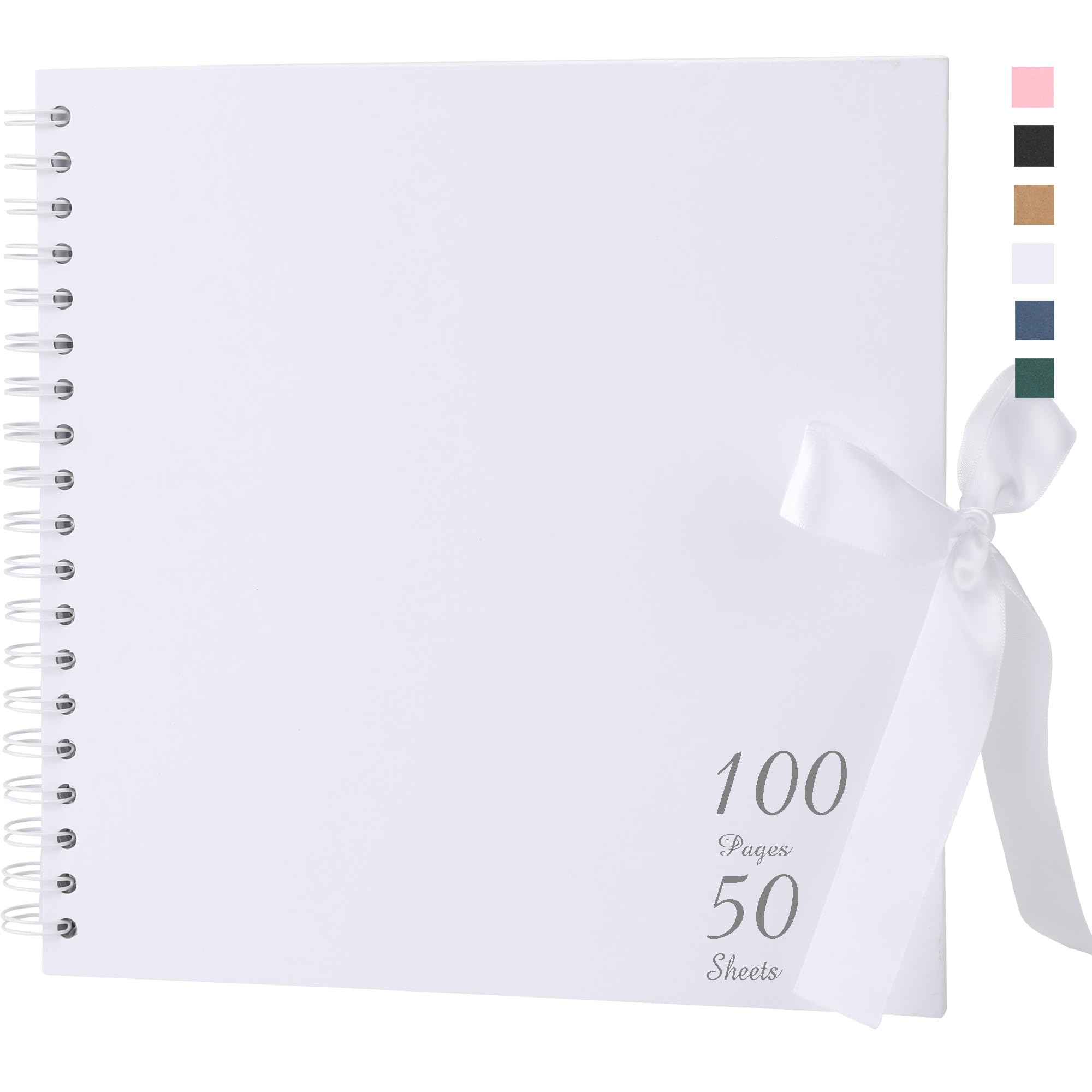 Álbum de recortes con 100 páginas de papel kraft grueso, 30,5 x 30,5 cm, color blanco, libro de recuerdos grande con esquinas de fotos para bebés, amantes de la familia, mascotas
