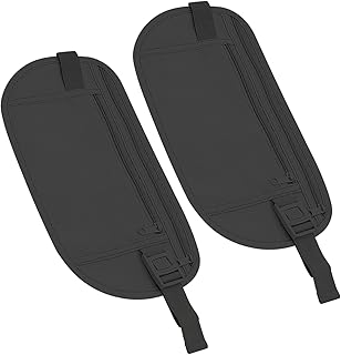 2 Stück Geldgürtel Flach & Unsichtbar, Bauchtasche unter Kleidung mit RFID Schutz für Damen & Herren, Diebstahlsichere Hüfttasche Schwarz für Reise Sport & Alltag, Verstellbarer Gurt & Atmungsaktiv