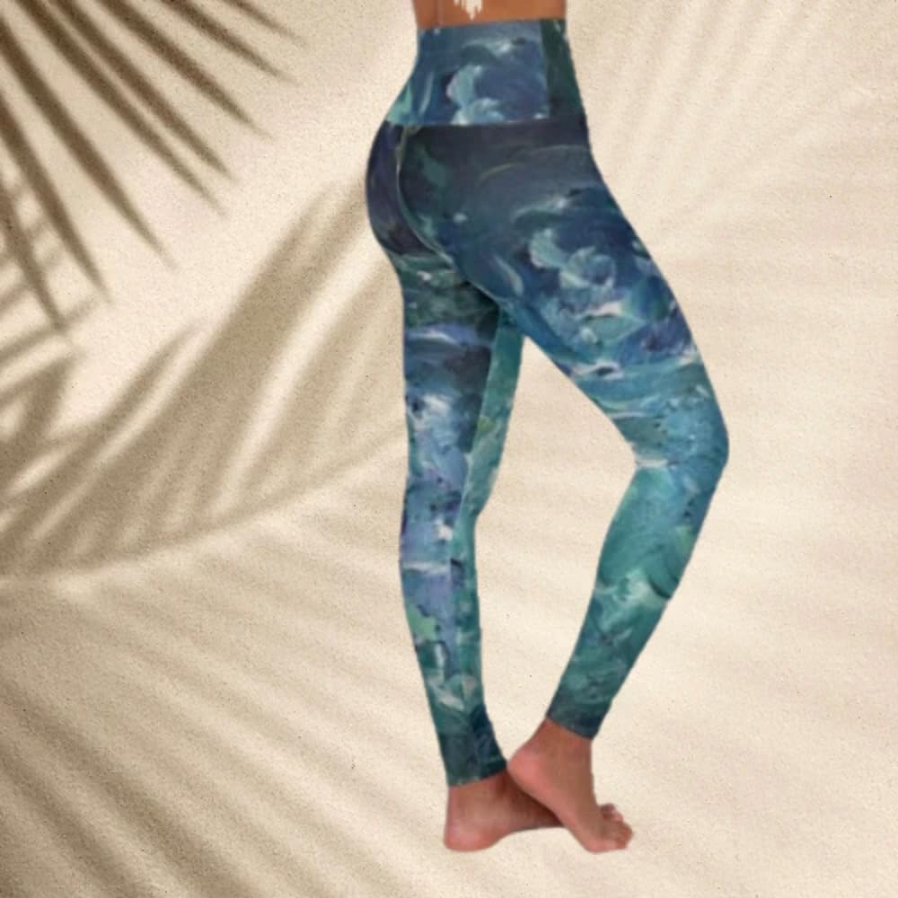 Cool Water High Waisted Yoga Leggings XL Multicolor