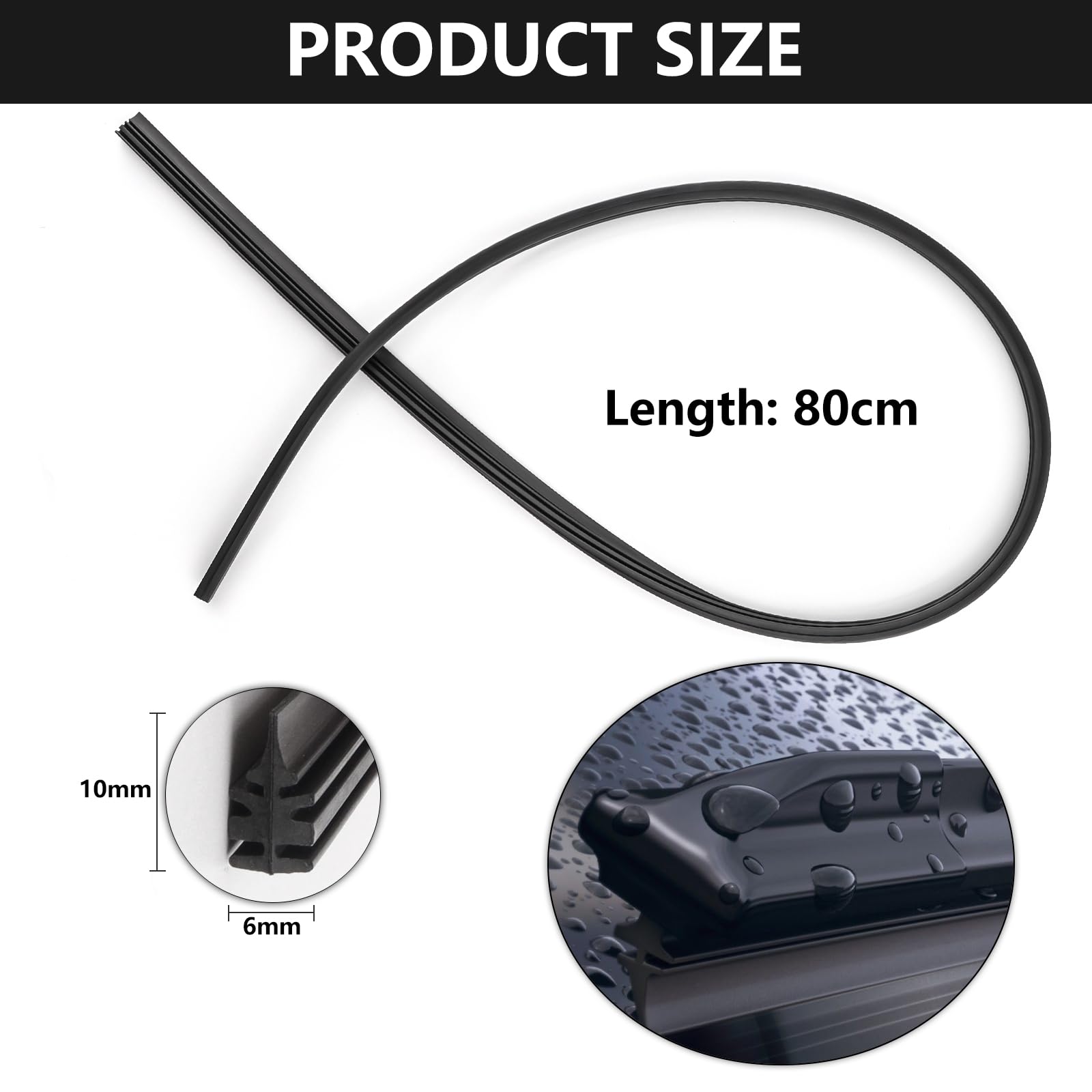 alwaiiz 2 pezzi gommini tergicristalli 800mm, gomma tergicristallo, Generale ricambio gomma per tergicristalli (800mm-2pcs