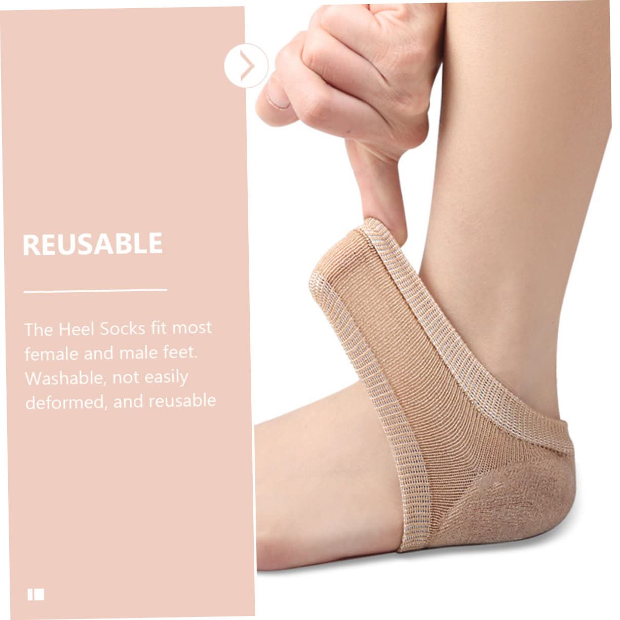 FRCOLOR 2 Pairs Gel Heel Socks Men Women Comfortable Breathable Heel Covers for