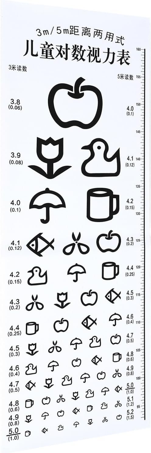 Boy Girl Eye Chart Visual Testing Chart for Home School Test with Red and Measures Visual Acuity