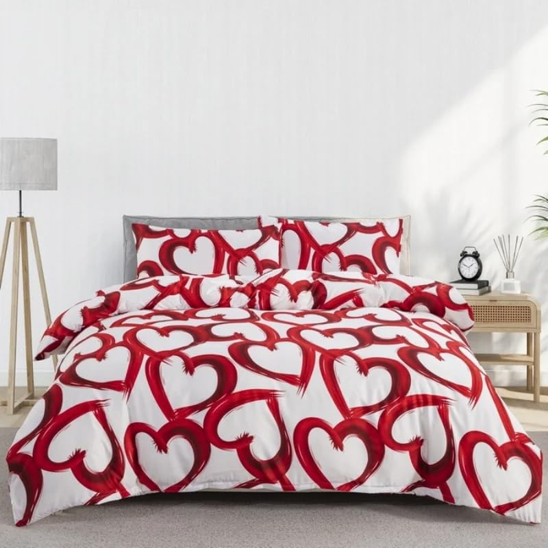 Housse de couette cœur 200x200 en microfibre douce facile à repasser