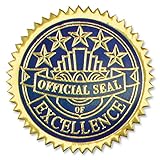 PaperDirect Embossed Excellence Foil Certificate Seals, 102 Pack (Gold and Blue)
