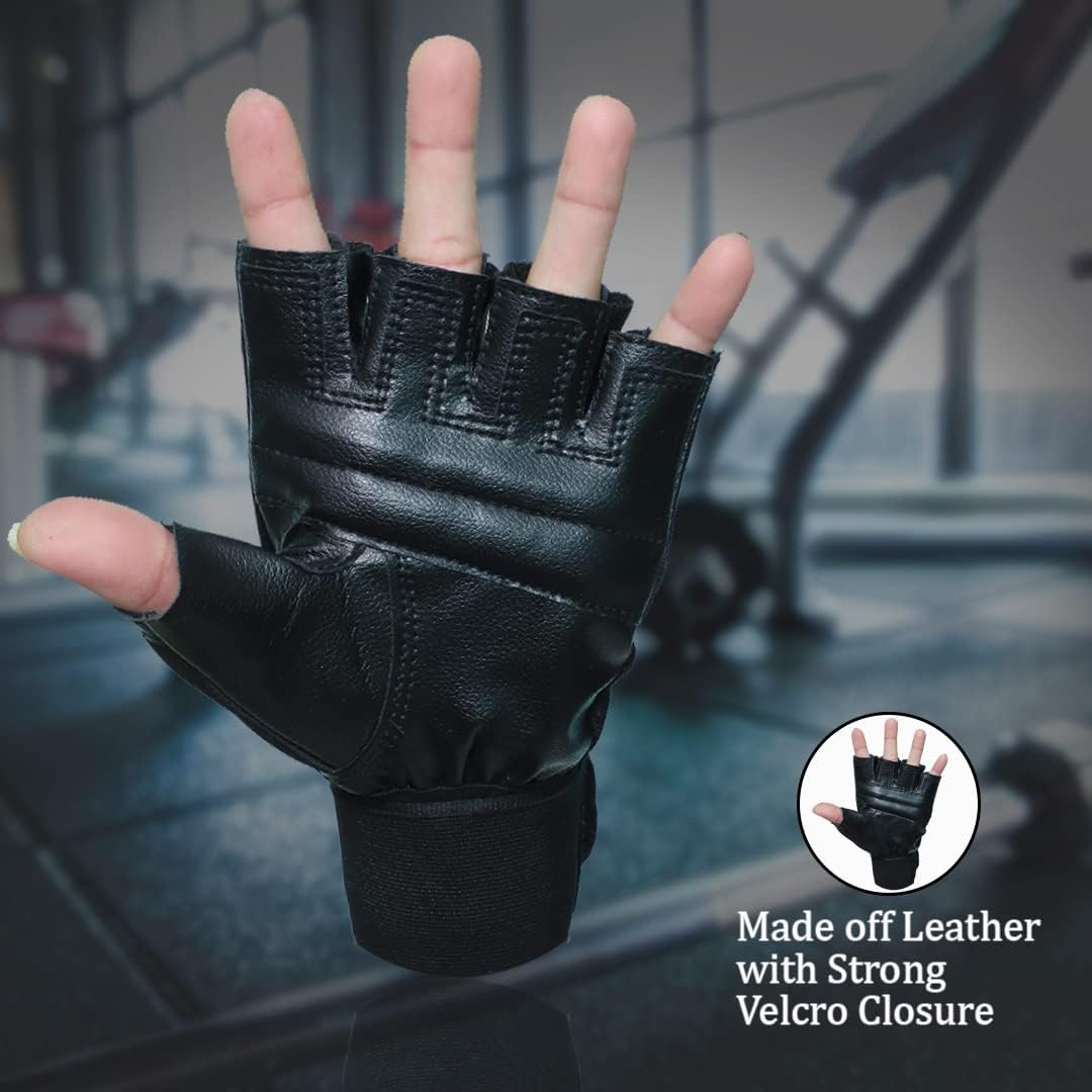 VICTORY Gym Gloves for Men & Women, Weight Lifting Gloves for Gym Workout, Training and Exercise with Pullers, Sport Glove, Fitness Gloves, Hand Gloves - Free Size, Black 2