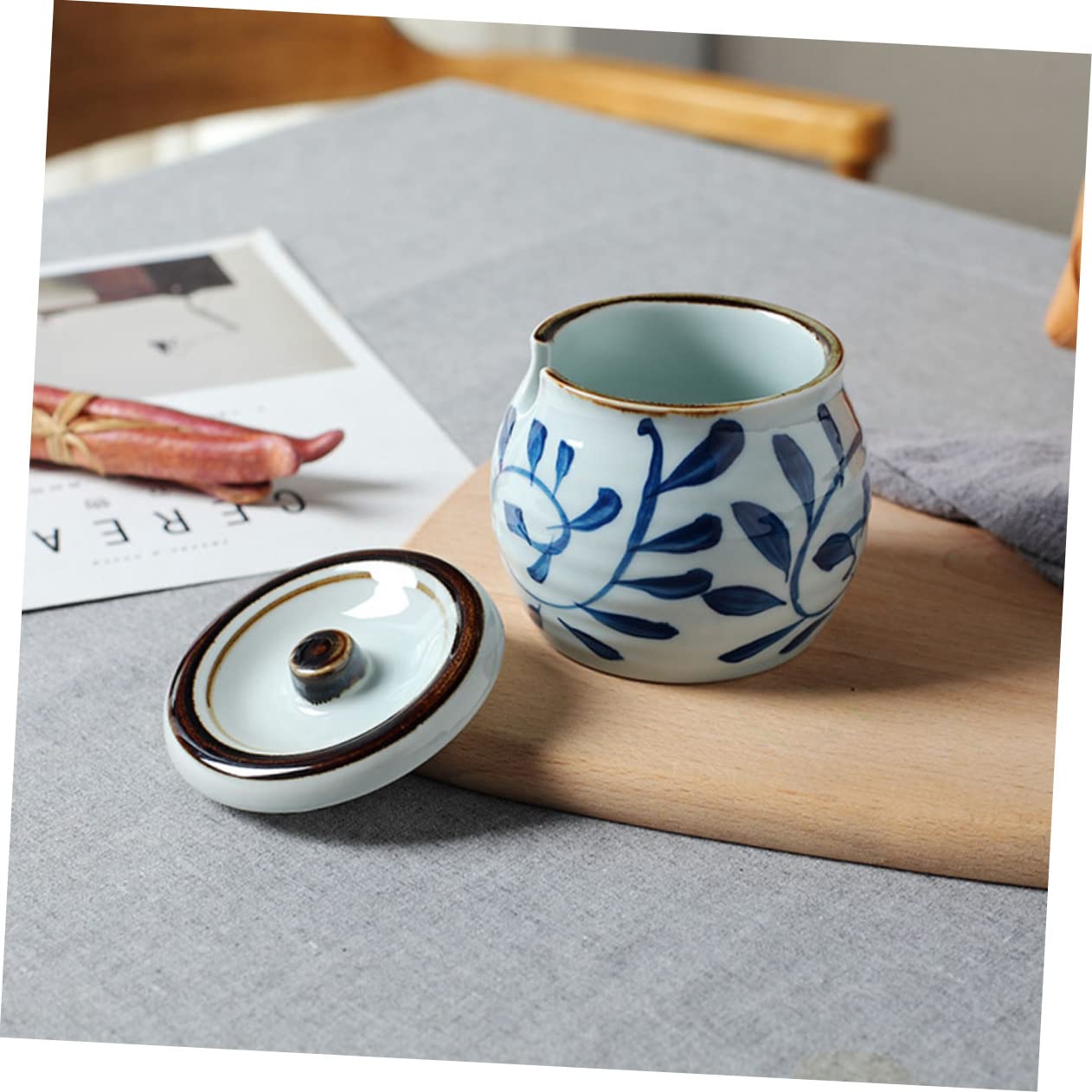 Lot de 3 salières en céramique avec couvercles, récipients à poivre, sucriers, récipients en verre pour aliments, pots de rangement en verre, conteneurs à thé, en céramique, assaisonnement
