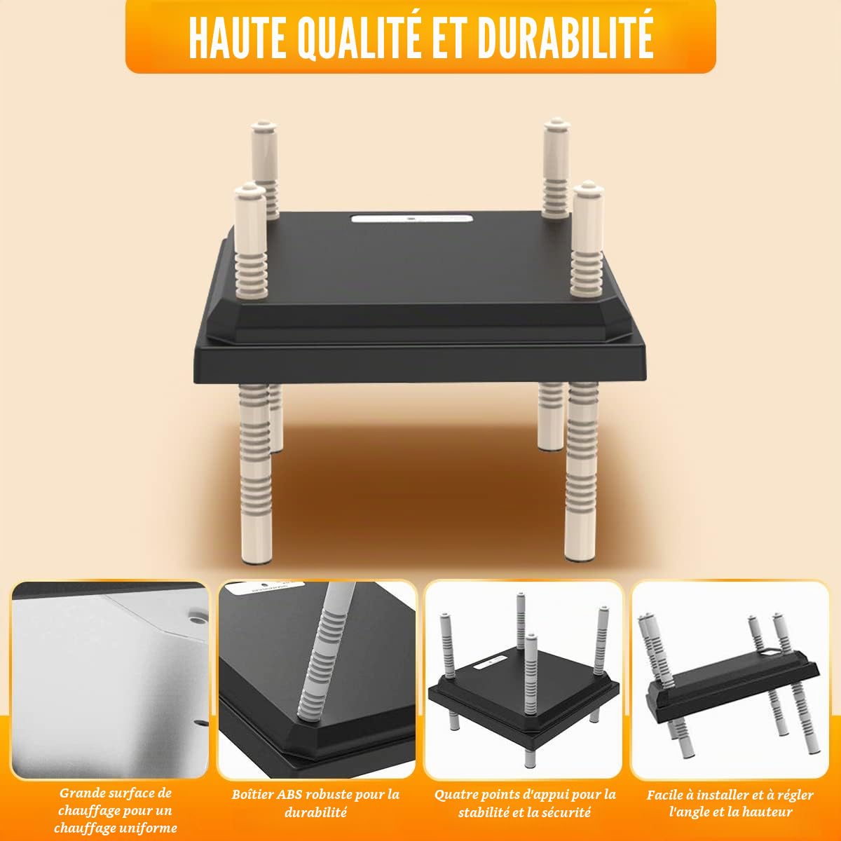 Plaque Chauffante pour Poussins, Lampe Chauffante pour Poussins avec Hauteur et Angle Réglables, Plaque Chauffante pour l'élevage de 15-20 Poussins, pour l'Élevage de Poussins, 25x25 cm