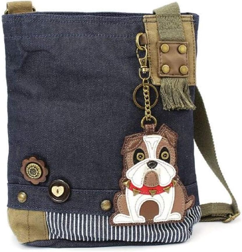 Chala Womens' Canvas Patch Crossbody Handbag "Bulldog" - Denim